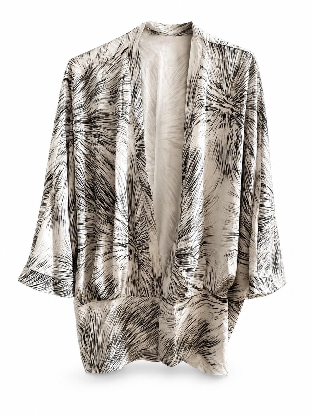 Astra Women’s Blazer Kimono Size Large Black & White Abstract Print